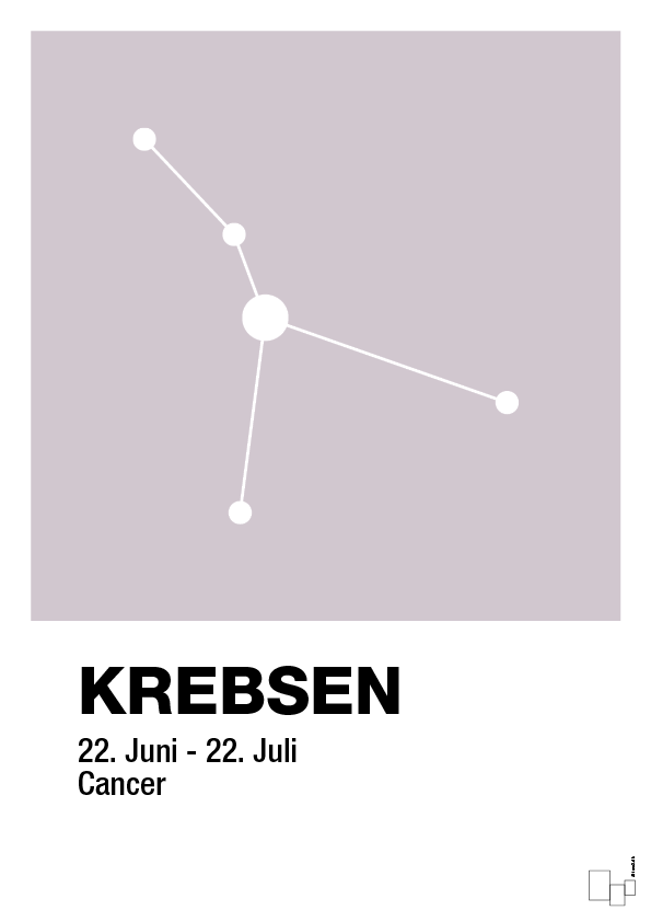 plakat: stjernebillede krebsen - dusty lilac-Stjernetegn-A1two3
