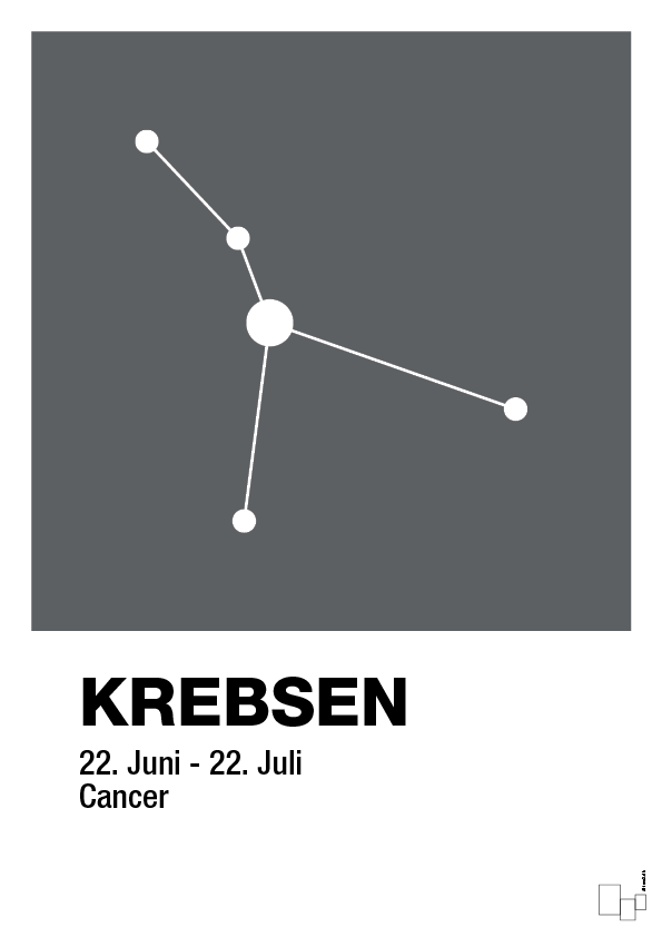 plakat: stjernebillede krebsen - graphic charcoal-Stjernetegn-A1two3