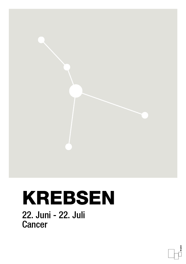 plakat: stjernebillede krebsen - painters white-Stjernetegn-A1two3