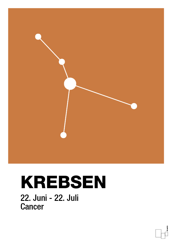 plakat: stjernebillede krebsen - rumba orange-Stjernetegn-A1two3