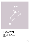 plakat: stjernebillede løven - dusty lilac-Stjernetegn-A1two3