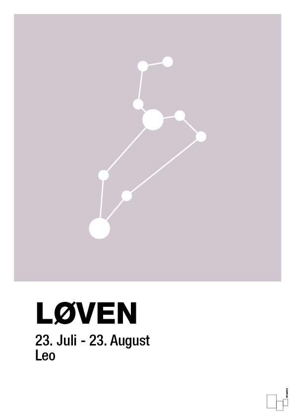 plakat: stjernebillede løven - dusty lilac-Stjernetegn-A1two3
