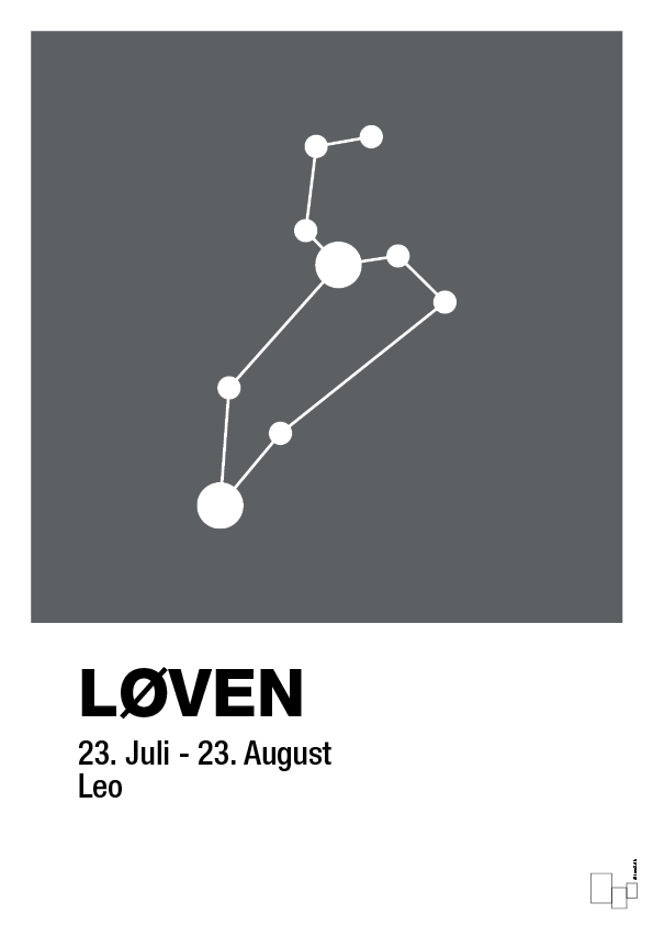 plakat: stjernebillede løven - graphic charcoal-Stjernetegn-A1two3
