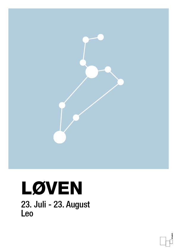 plakat: stjernebillede løven - heavenly blue-Stjernetegn-A1two3
