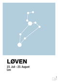 plakat: stjernebillede løven - heavenly blue-Stjernetegn-A1two3