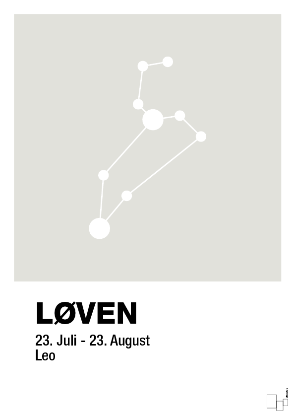 plakat: stjernebillede løven - painters white-Stjernetegn-A1two3