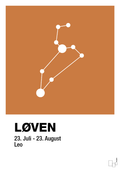 plakat: stjernebillede løven - rumba orange-Stjernetegn-A1two3