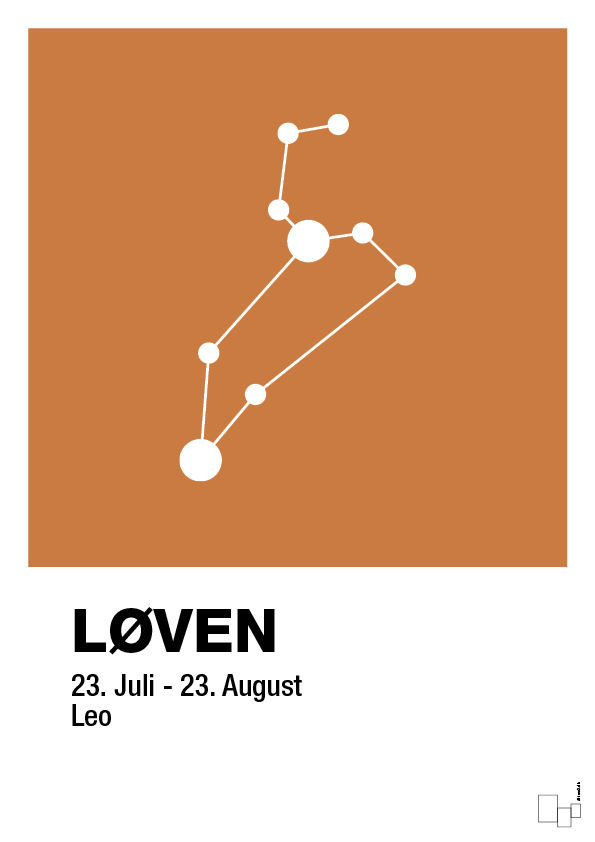 plakat: stjernebillede løven - rumba orange-Stjernetegn-A1two3