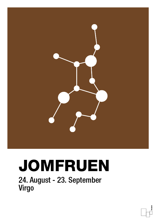 plakat: stjernebillede jomfruen - dark brown-Stjernetegn-A1two3