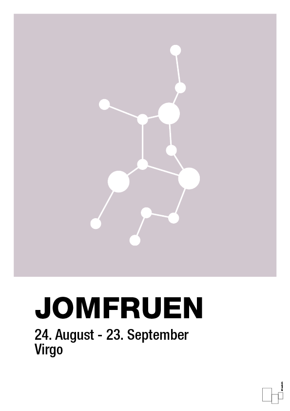 plakat: stjernebillede jomfruen - dusty lilac-Stjernetegn-A1two3