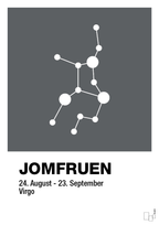 plakat: stjernebillede jomfruen - graphic charcoal-Stjernetegn-A1two3
