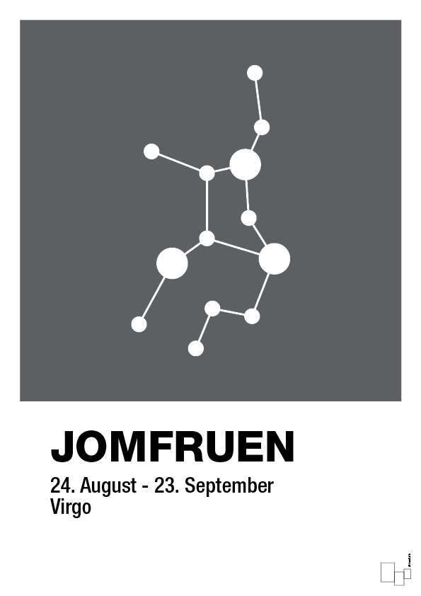 plakat: stjernebillede jomfruen - graphic charcoal-Stjernetegn-A1two3
