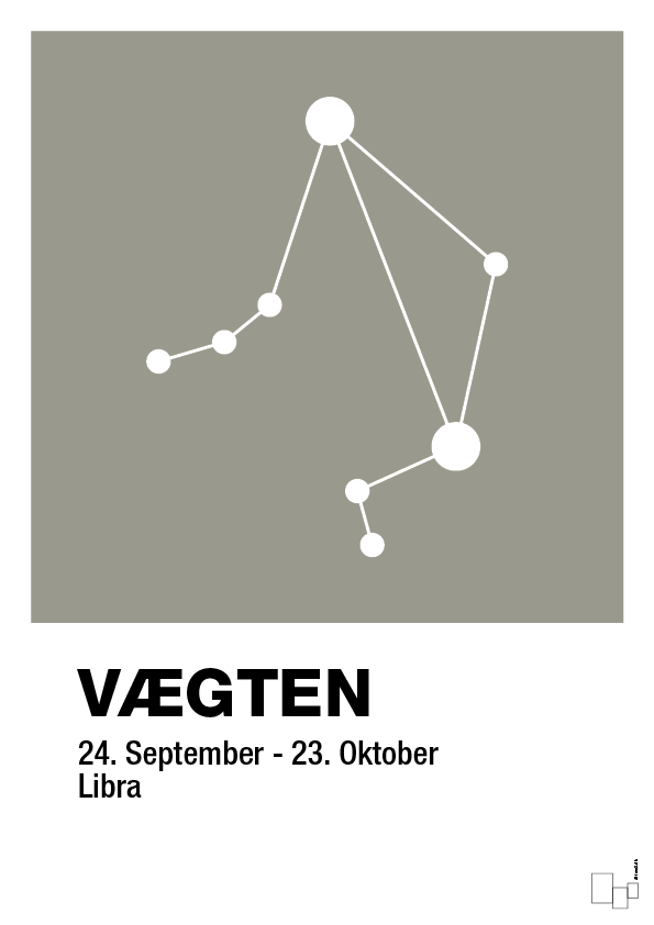 plakat: stjernebillede vægten - battleship gray-Stjernetegn-A1two3