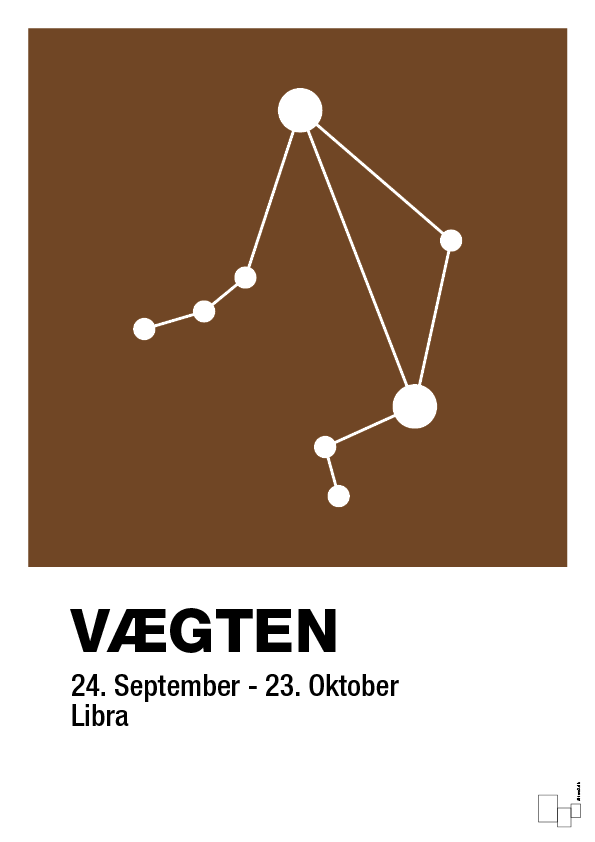 plakat: stjernebillede vægten - dark brown-Stjernetegn-A1two3