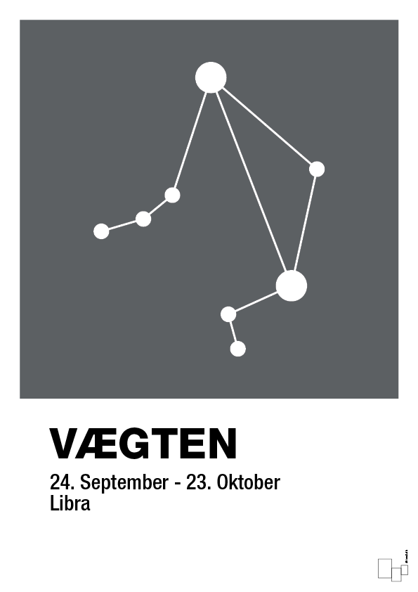plakat: stjernebillede vægten - graphic charcoal-Stjernetegn-A1two3