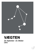 plakat: stjernebillede vægten - graphic charcoal-Stjernetegn-A1two3