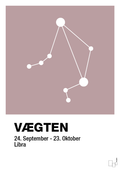 plakat: stjernebillede vægten - light rose-Stjernetegn-A1two3