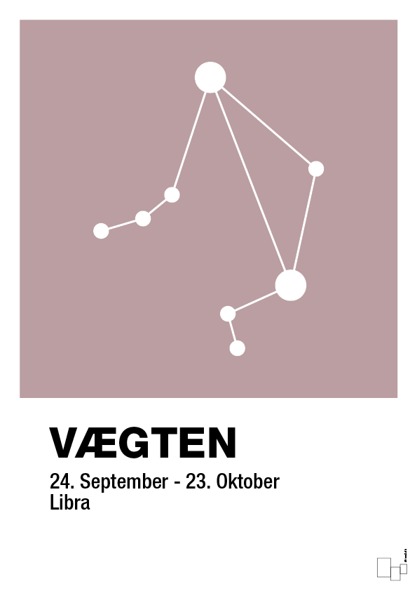 plakat: stjernebillede vægten - light rose-Stjernetegn-A1two3
