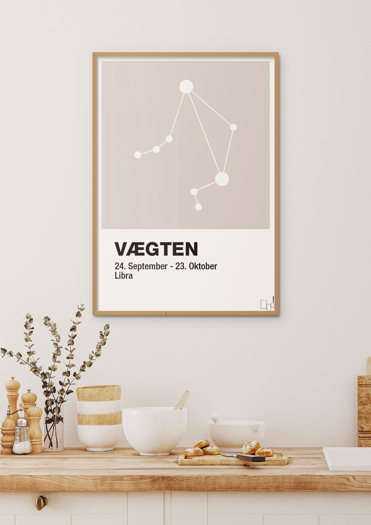 plakat: stjernebillede vægten - broken beige-Stjernetegn-A1two3