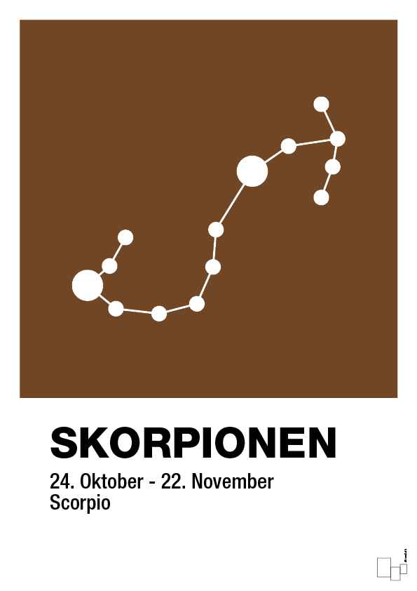 plakat: stjernebillede skorpionen - dark brown-Stjernetegn-A1two3