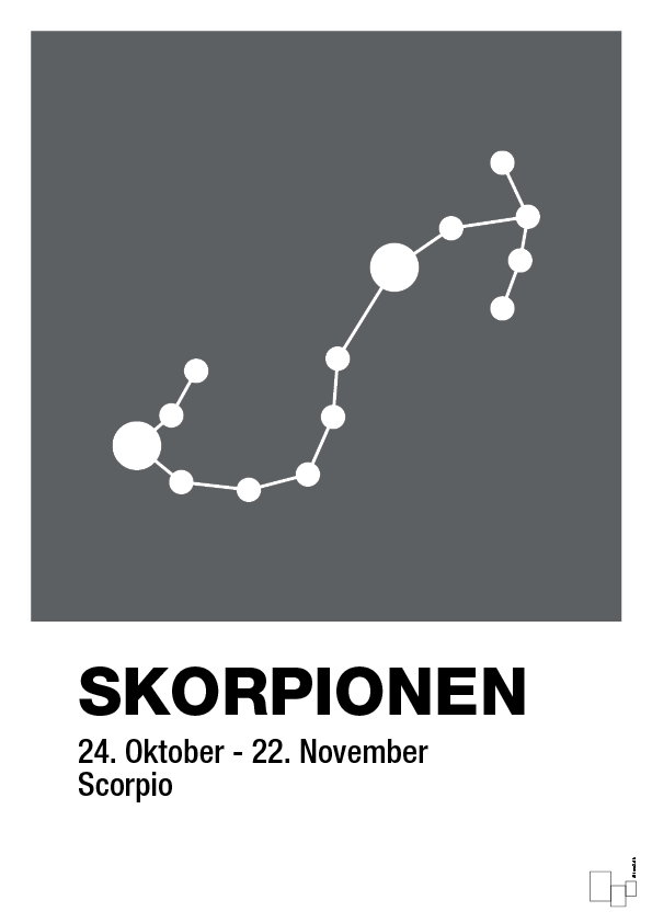 plakat: stjernebillede skorpionen - graphic charcoal-Stjernetegn-A1two3