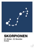 plakat: stjernebillede skorpionen - lapis blue-Stjernetegn-A1two3