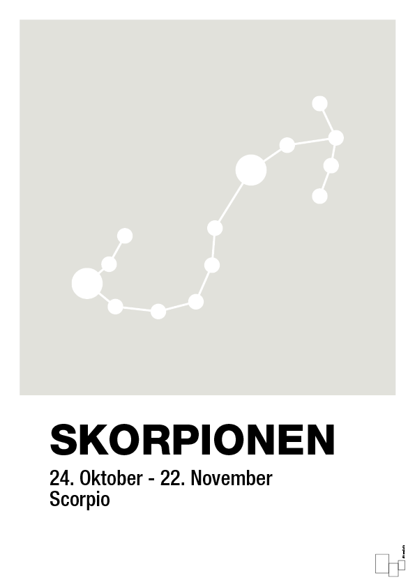 plakat: stjernebillede skorpionen - painters white-Stjernetegn-A1two3