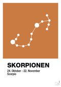 plakat: stjernebillede skorpionen - rumba orange-Stjernetegn-A1two3