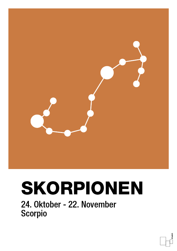 plakat: stjernebillede skorpionen - rumba orange-Stjernetegn-A1two3