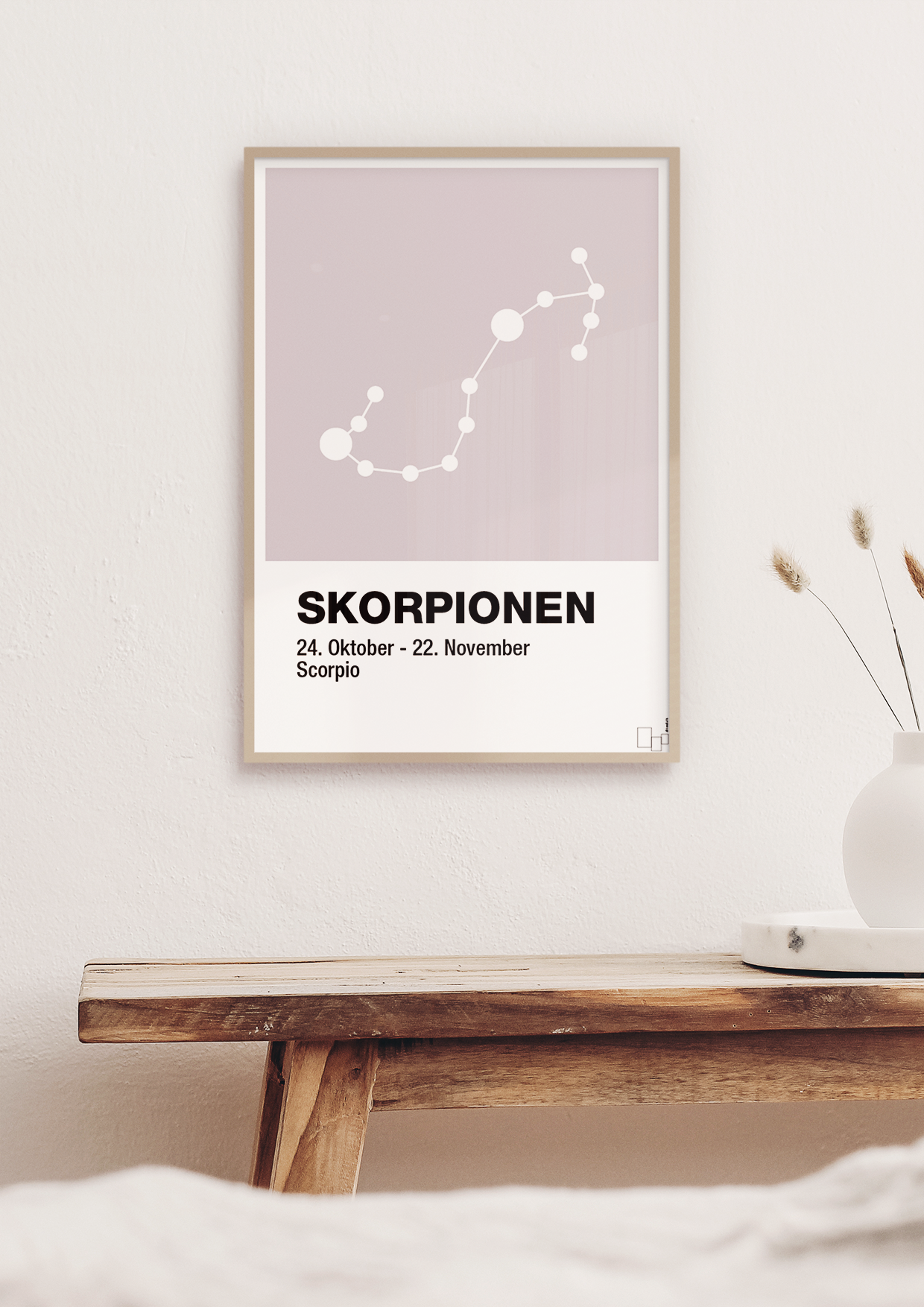 plakat: stjernebillede skorpionen - graphic charcoal-Stjernetegn-A1two3