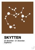 plakat: stjernebillede skytten - dark brown-Stjernetegn-A1two3