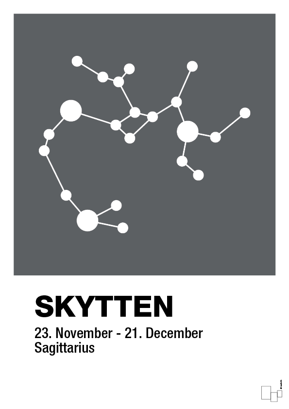 plakat: stjernebillede skytten - graphic charcoal-Stjernetegn-A1two3