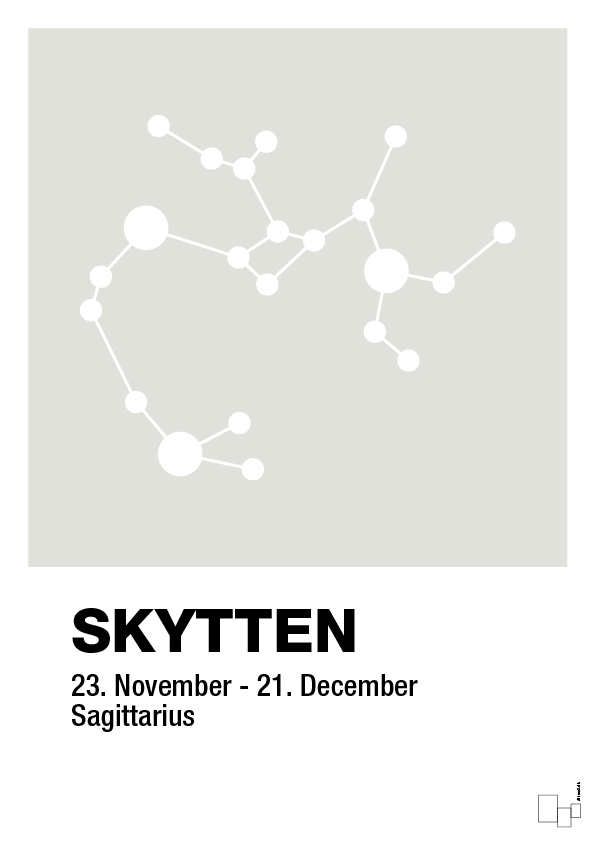 plakat: stjernebillede skytten - painters white-Stjernetegn-A1two3