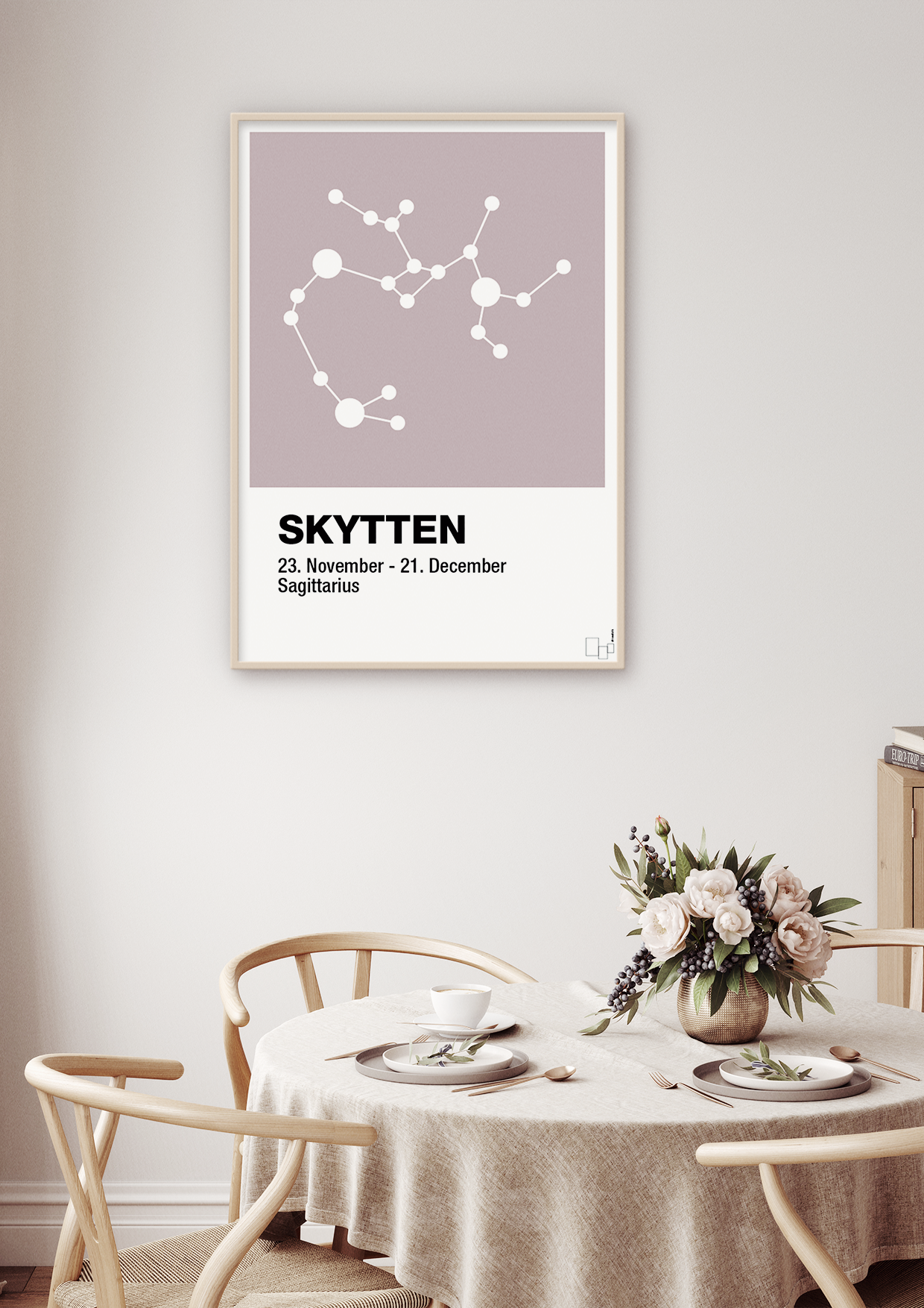 plakat: stjernebillede skytten - graphic charcoal-Stjernetegn-A1two3