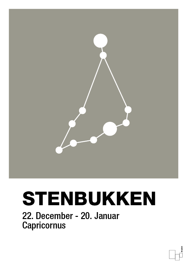 plakat: stjernebillede stenbukken - battleship gray-Stjernetegn-A1two3