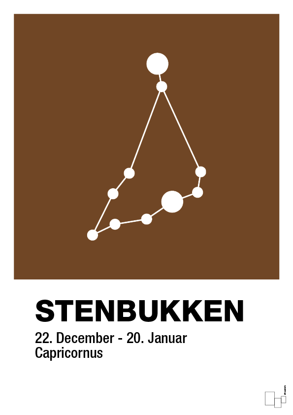 plakat: stjernebillede stenbukken - dark brown-Stjernetegn-A1two3