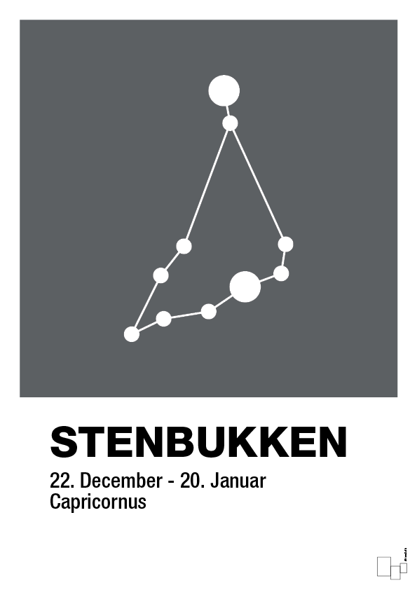plakat: stjernebillede stenbukken - graphic charcoal-Stjernetegn-A1two3