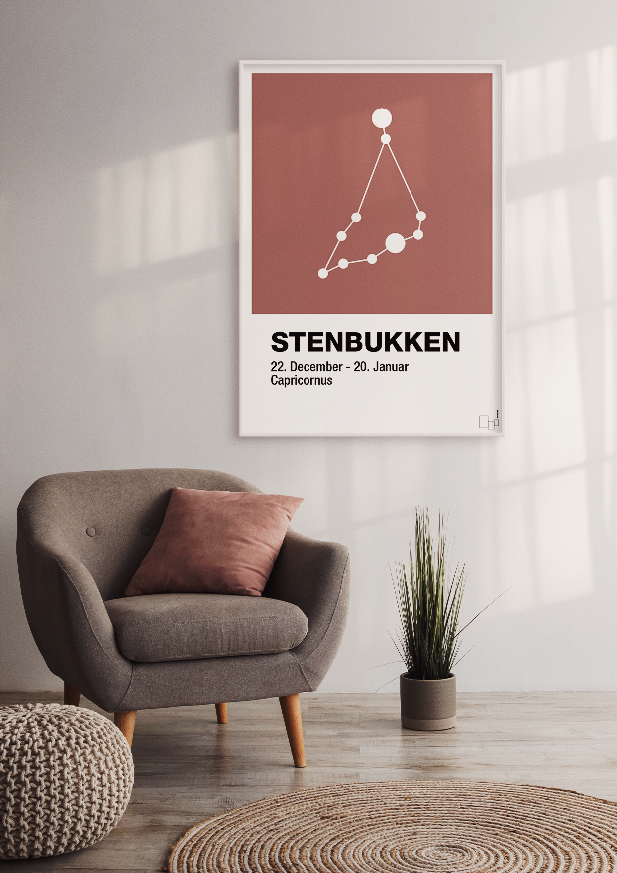 plakat: stjernebillede stenbukken - rumba orange-Stjernetegn-A1two3