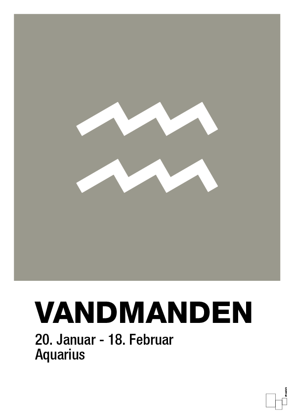 plakat: stjernesymbol vandmanden - battleship gray-Stjernetegn-A1two3