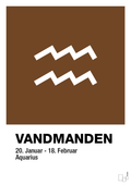 plakat: stjernesymbol vandmanden - dark brown-Stjernetegn-A1two3