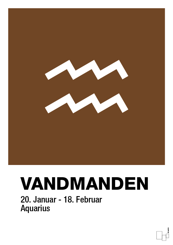 plakat: stjernesymbol vandmanden - dark brown-Stjernetegn-A1two3