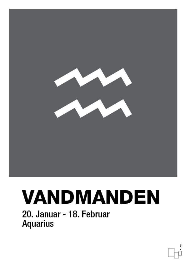 plakat: stjernesymbol vandmanden - graphic charcoal-Stjernetegn-A1two3
