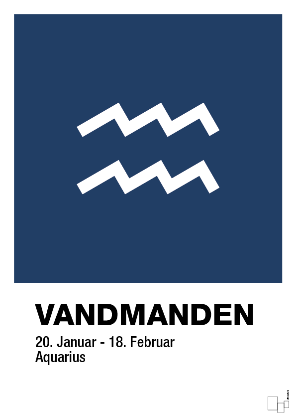 plakat: stjernesymbol vandmanden - lapis blue-Stjernetegn-A1two3