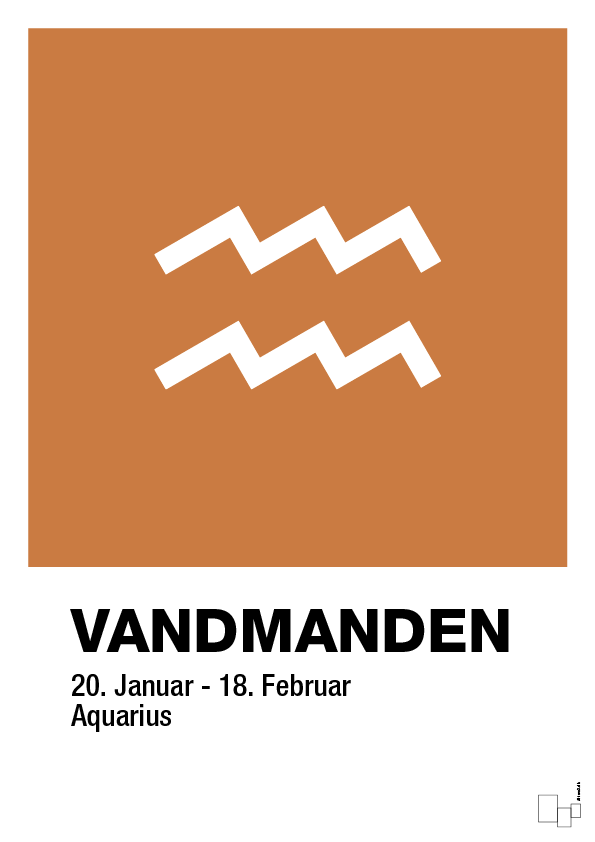 plakat: stjernesymbol vandmanden - rumba orange-Stjernetegn-A1two3