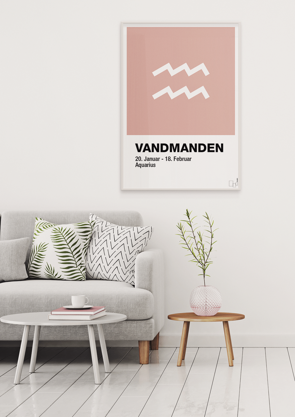 plakat: stjernesymbol vandmanden - graphic charcoal-Stjernetegn-A1two3