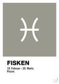 plakat: stjernesymbol fisken - battleship gray-Stjernetegn-A1two3