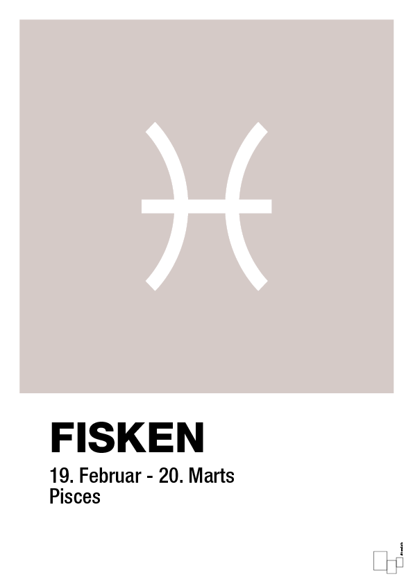 plakat: stjernesymbol fisken - broken beige-Stjernetegn-A1two3