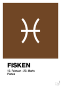 plakat: stjernesymbol fisken - dark brown-Stjernetegn-A1two3