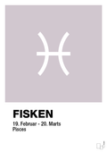 plakat: stjernesymbol fisken - dusty lilac-Stjernetegn-A1two3