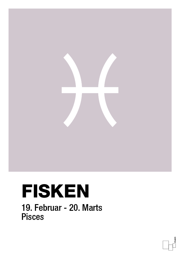 plakat: stjernesymbol fisken - dusty lilac-Stjernetegn-A1two3